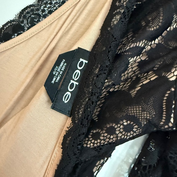 Bebe Black Lace Bodycon Dress – XS – Nude Lining - Picture 3 of 3